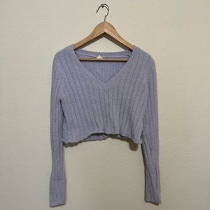 Urban Outfitters • Cropped Long Sleeve Fuzzy Sweater